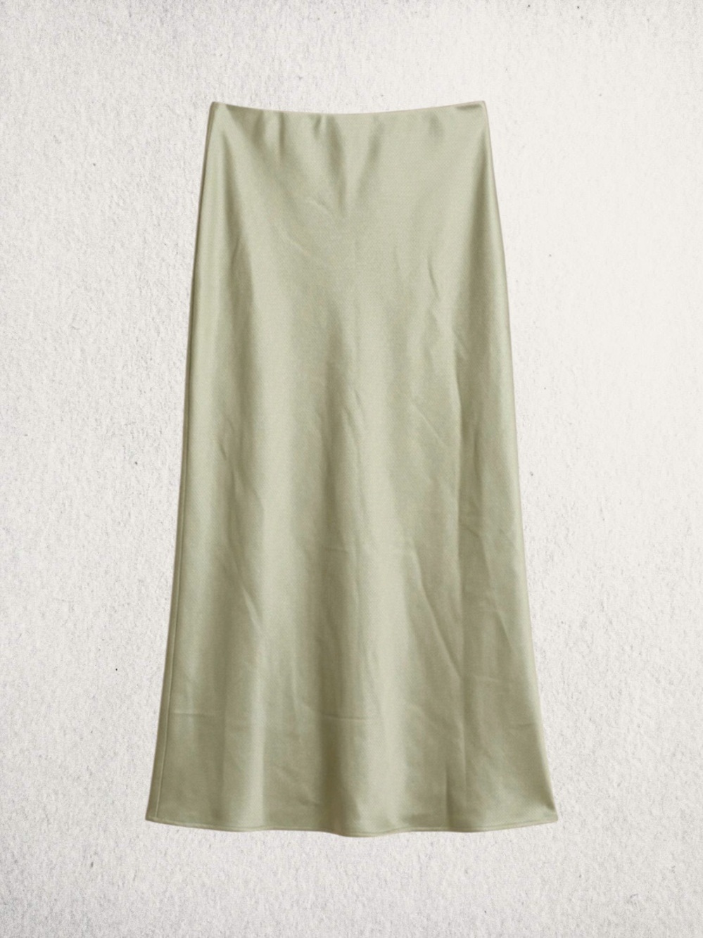 Elegant Sage Green Satin Women's Skirt